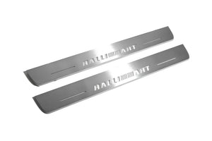 Illuminated LED Door Sill Tread Plates Mitsubishi Lancer X 2007-2017 With RalliArt Logo Mitsubishi Led Door Sills opdesign