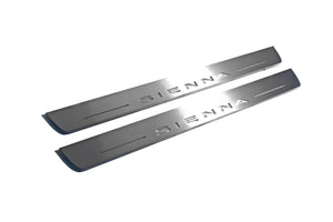 Illuminated LED Door Sill Tread Plates Toyota Sienna III 2011–2020 With Sienna Logo Toyota Led Door Sills opdesign