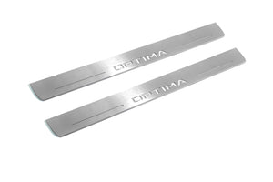 Illuminated LED Door Sill Tread Plates KIA Optima IV 2015-2019 With Optima Logo KIA Led Door Sills opdesign