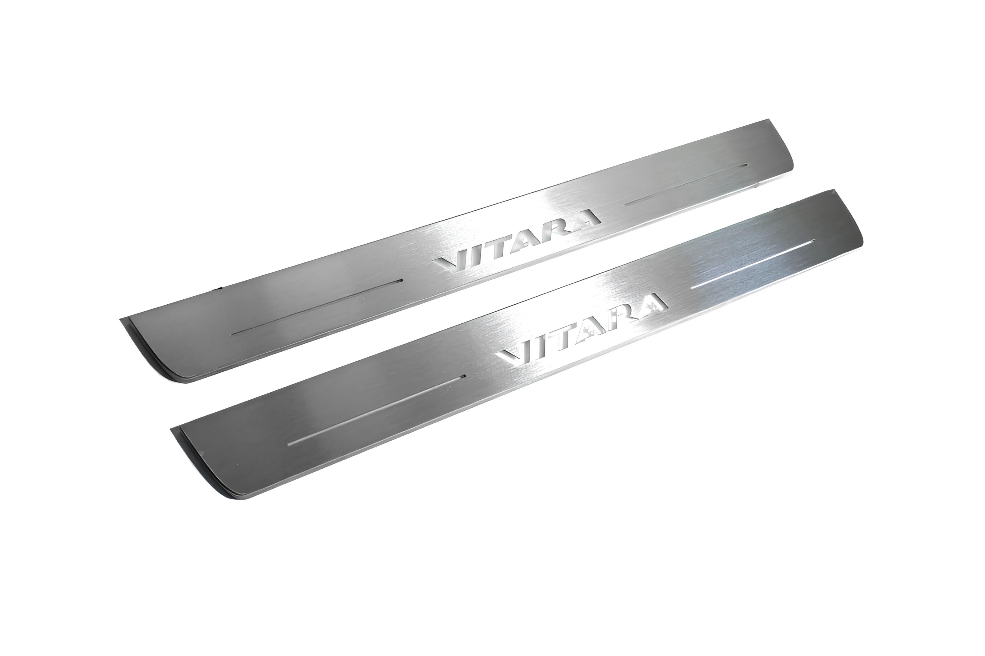 Illuminated LED Door Sill Tread Plates Suzuki Vitara 2015+ With Vitara Logo Suzuki Led Door Sills opdesign