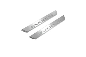 Illuminated LED Door Sill Tread Plates Range Rover Evoque I With Evoque Logo Range Rover Led Door Sills opdesign
