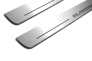 Illuminated LED Door Sill Tread Plates Hyundai Elantra V (MD) 2011-2016 With Elantra Logo Hyundai Led Door Sills opdesign