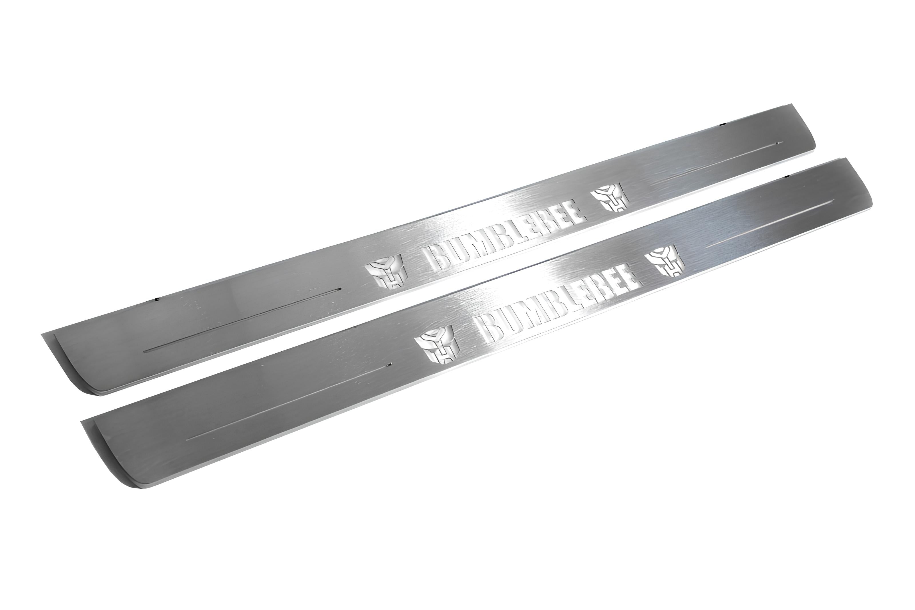 Illuminated LED Door Sill Tread Plates Chevrolet Camaro V 2009-2015 With BumbleBee Logo Chevrolet Led Door Sills opdesign