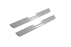 Illuminated LED Door Sill Tread Plates Volkswagen Touareg II 2010-2018 With Touareg Logo Volkswagen Led Door Sills opdesign