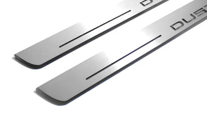 Illuminated LED Door Sill Tread Plates Renault Duster I 2010-2018 With Duster Logo Renault Led Door Sills opdesign