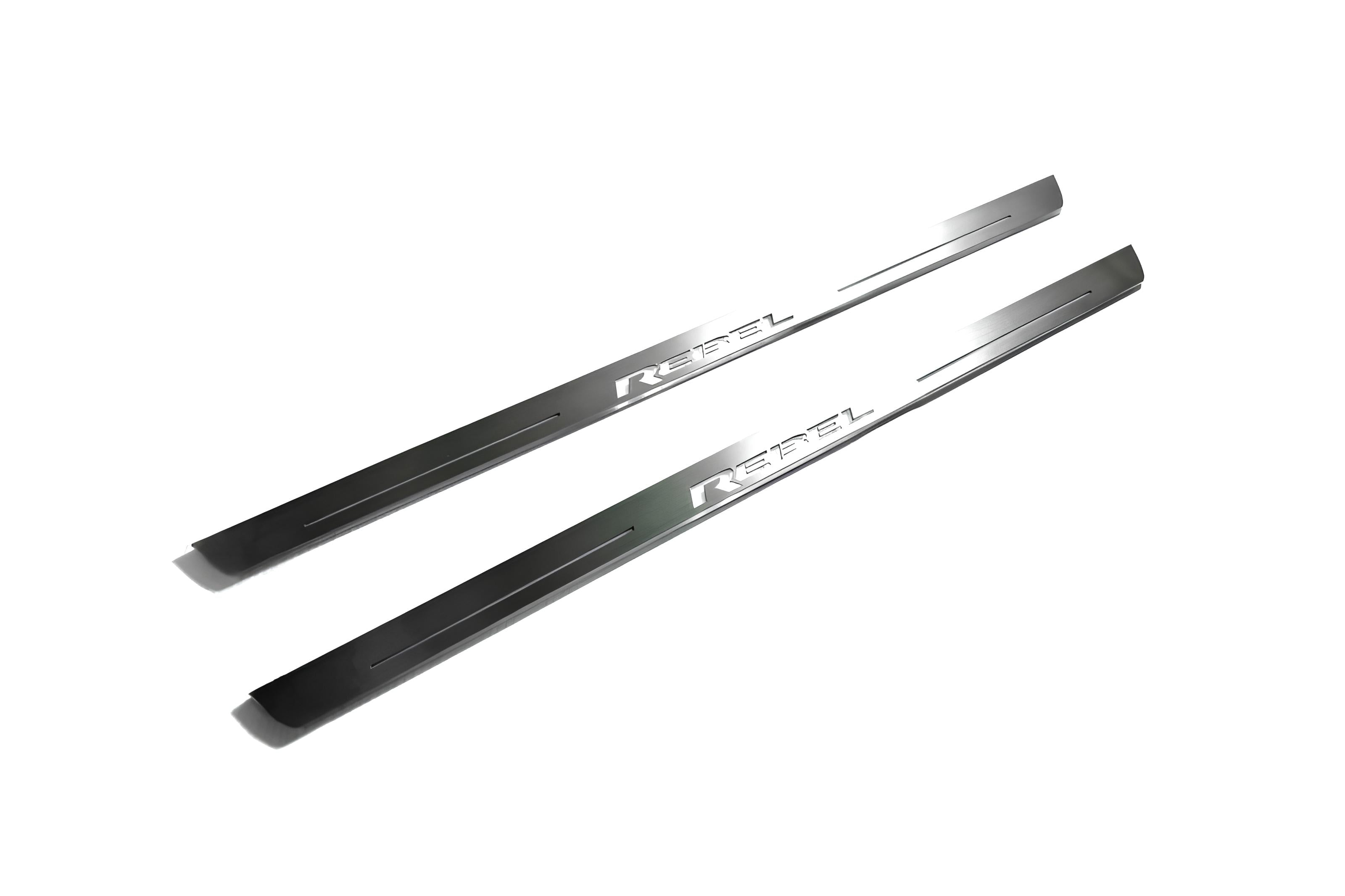 RAM 2500 V 2019+ LED Door Sill Guards with Illuminated REBEL Logo Door Sills opdesign