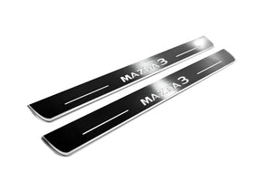 Illuminated LED Door Sill Tread Plates Mazda 3 IV 2019+ With Mazda 3 Logo Mazda Led Door Sills opdesign