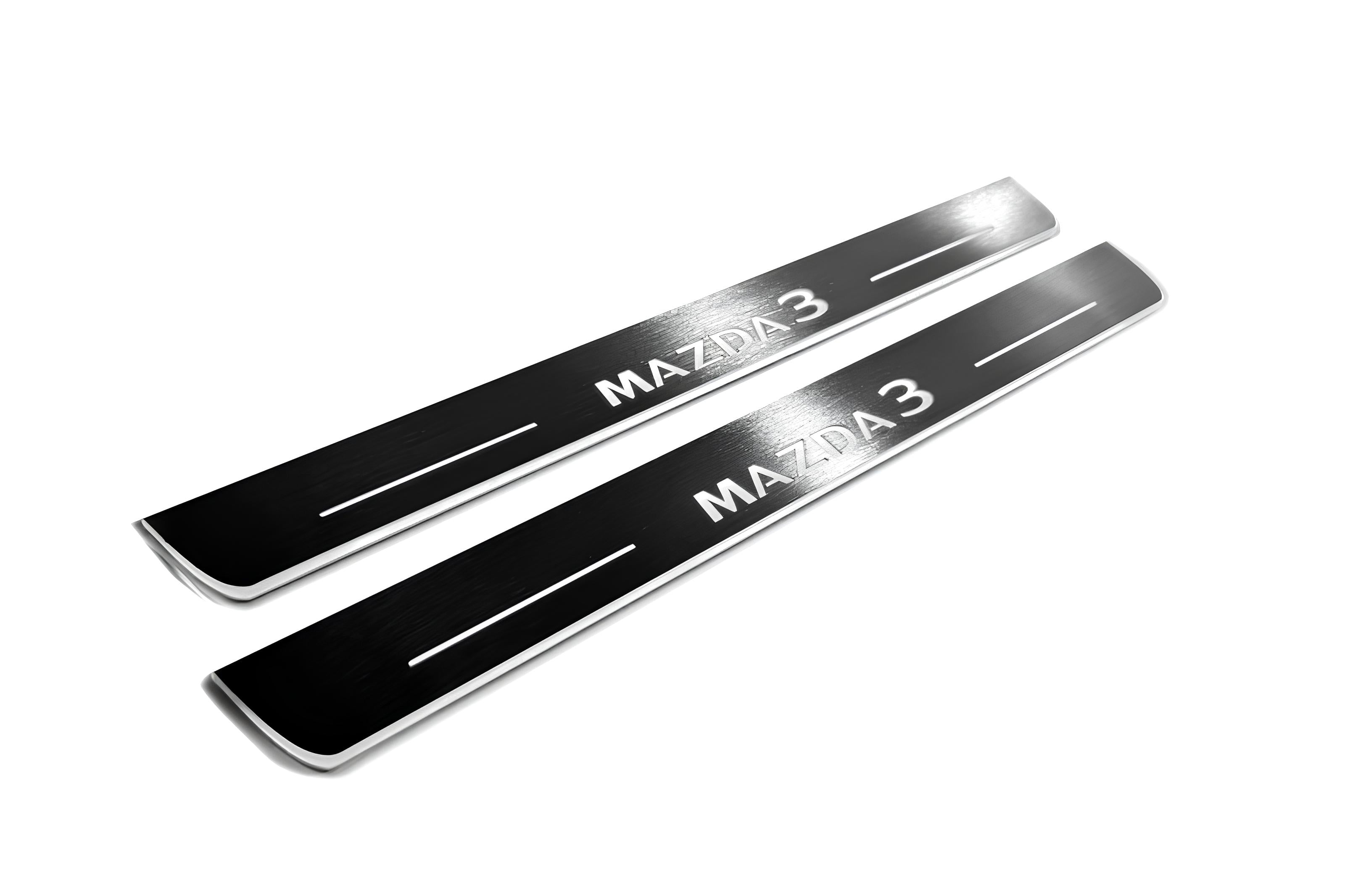 Illuminated LED Door Sill Tread Plates Mazda 3 IV 2019+ With Mazda 3 Logo Mazda Led Door Sills opdesign