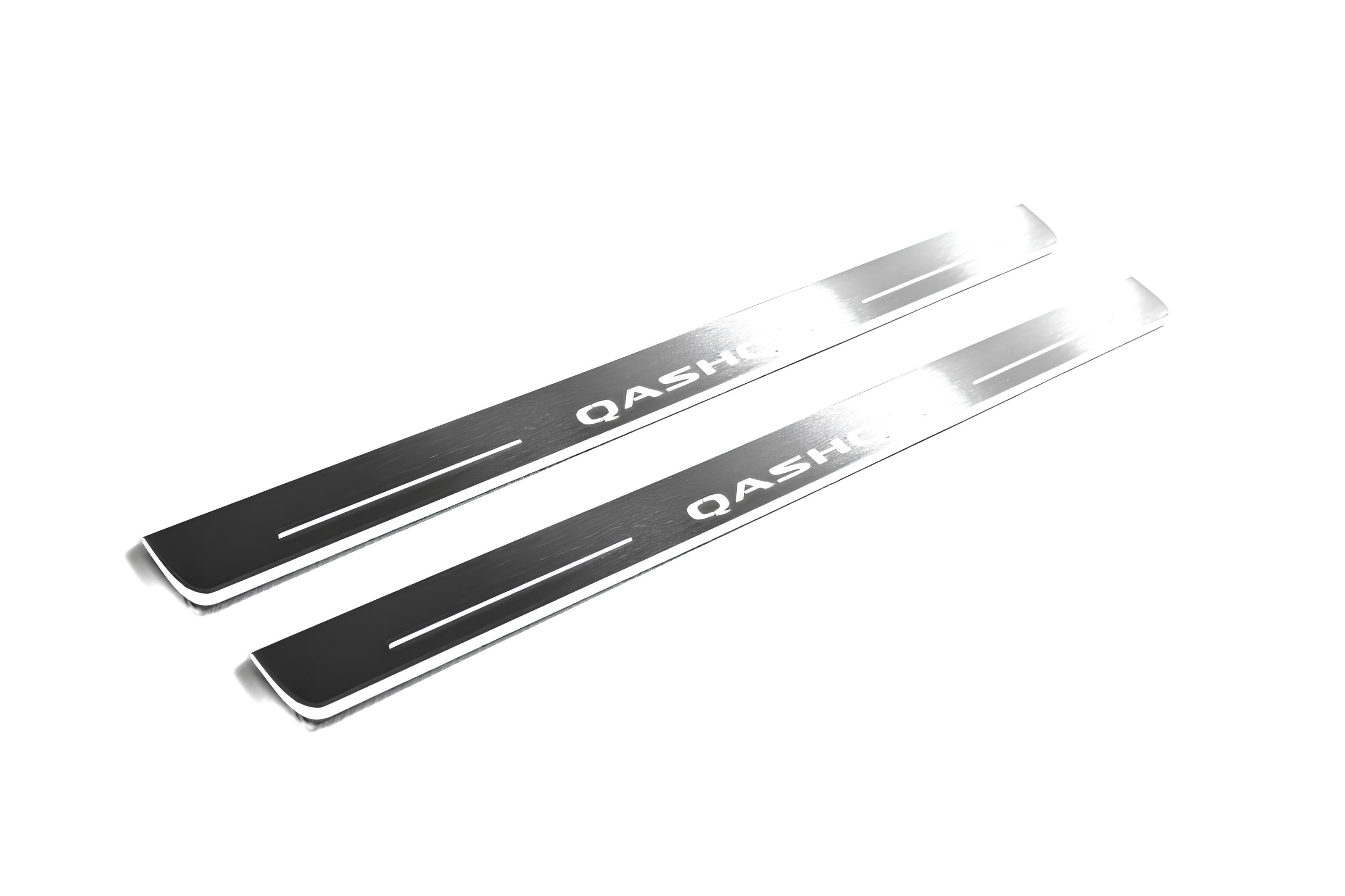 Illuminated LED Door Sill Tread Plates Nissan Qashqai III 2021+ With Qashqai Logo Nissan Led Door Sills opdesign