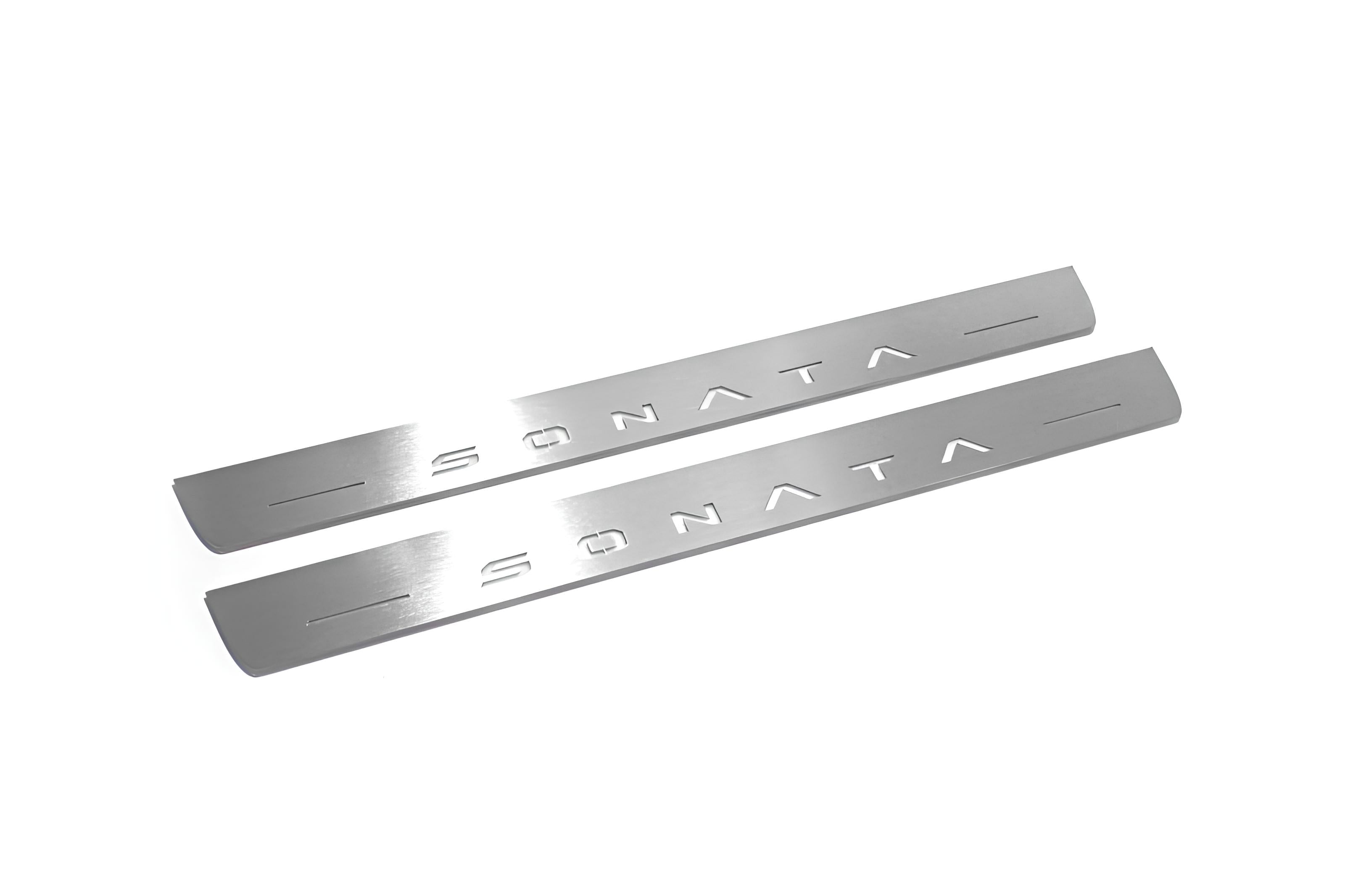 Illuminated LED Door Sill Tread Plates Hyundai Sonata VIII FL 2024+ With Sonata Logo Hyundai Led Door Sills opdesign