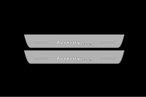 Illuminated LED Door Sill Tread Plates BMW 5 G30 2017-2023 With Luxury Line Logo BMW Led Door Sills opdesign