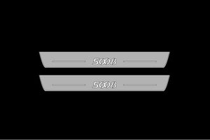 Illuminated LED Door Sill Tread Plates Peugeot 5008 I 2009-2016 With 5008 Logo Peugeot Led Door Sills opdesign
