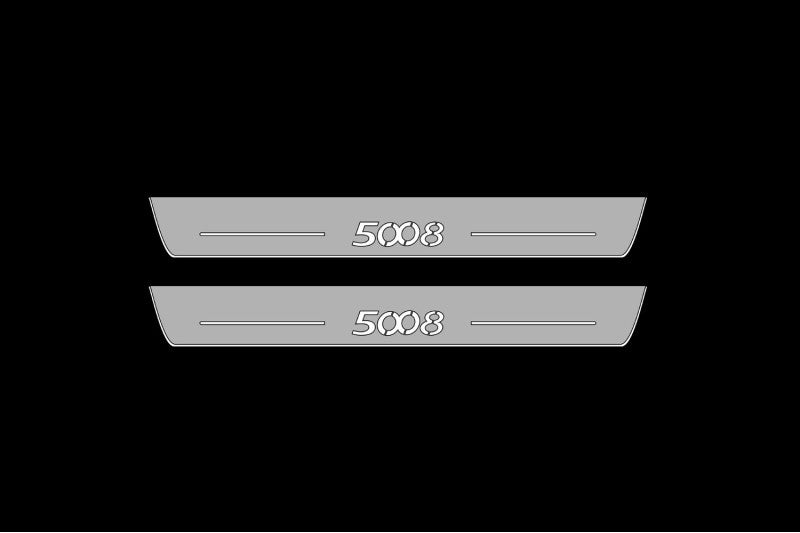 Illuminated LED Door Sill Tread Plates Peugeot 5008 I 2009-2016 With 5008 Logo Peugeot Led Door Sills opdesign