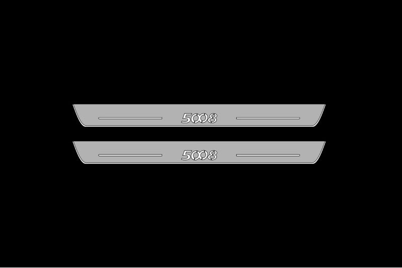 Illuminated LED Door Sill Tread Plates Peugeot 5008 I 2009-2016 With 5008 Logo Peugeot Led Door Sills opdesign
