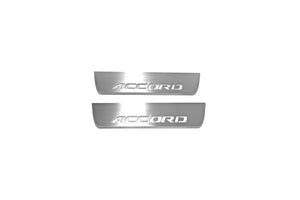Illuminated LED Door Sill Tread Plates Honda Accord X 2018-2023 With Accord Logo Honda Led Door Sills opdesign