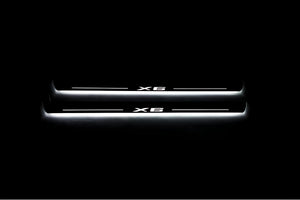 Illuminated LED Door Sill Tread Plates BMW X6 F16 2015-2019 With X6 Logo BMW Led Door Sills opdesign