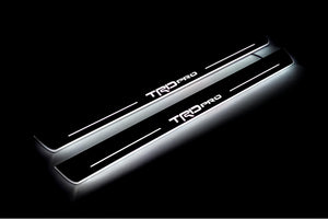 Illuminated LED Door Sill Tread Plates Toyota Tundra III 2014-2021 With TRD pro Logo Toyota Led Door Sills opdesign