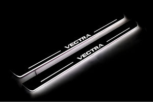 Illuminated LED Door Sill Tread Plates Opel Vectra C 2002-2008 With Vectra Logo Opel Led Door Sills opdesign