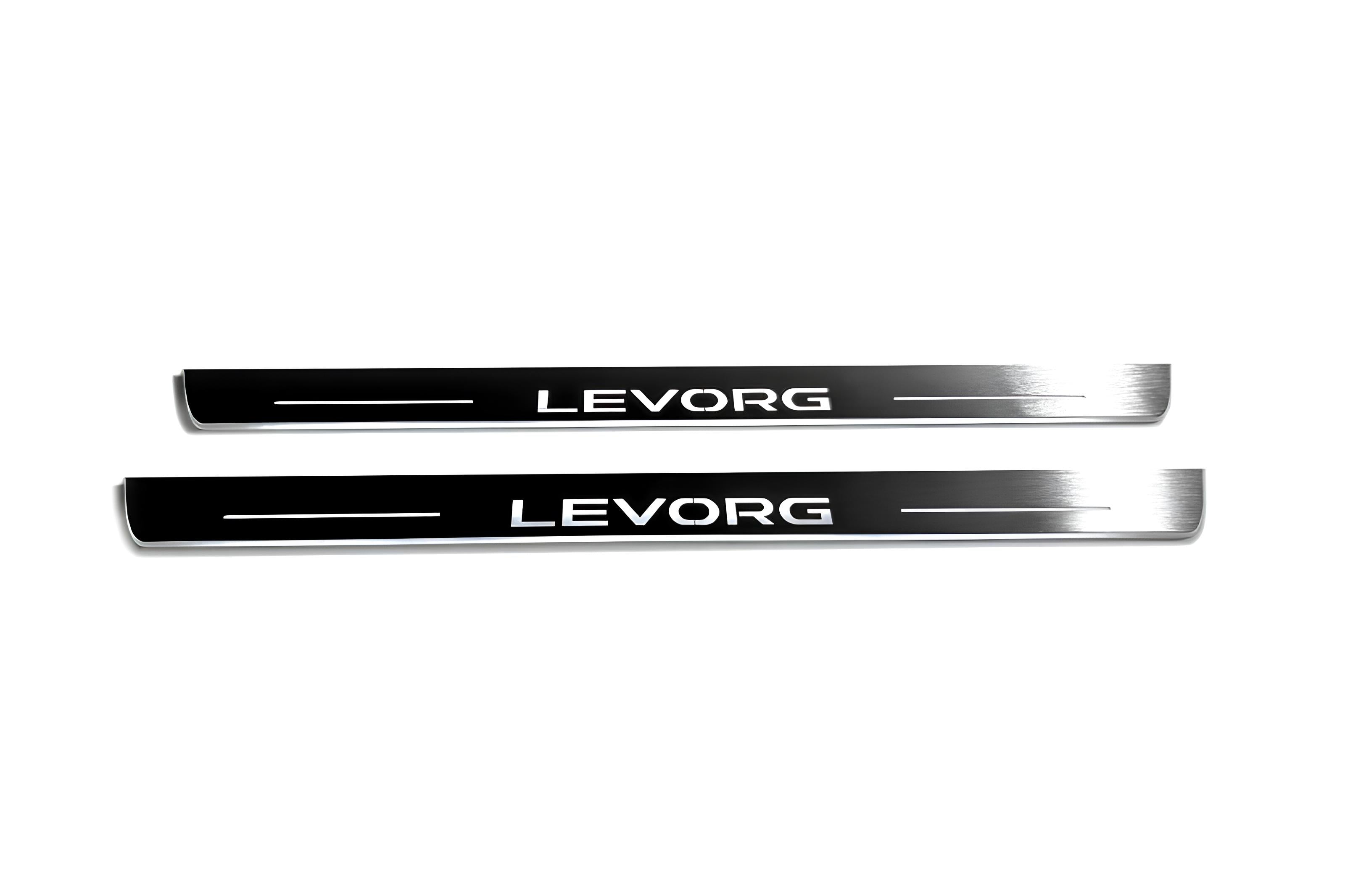 Illuminated LED Door Sill Tread Plates Subaru Levorg I 2014-2020 With Levorg Logo Subaru Led Door Sills opdesign