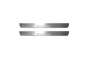 Illuminated LED Door Sill Tread Plates Skoda SuperB II 2008-2015 With SuperB Logo Skoda Led Door Sills opdesign