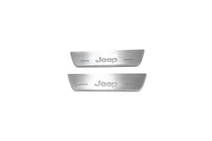 Illuminated LED Door Sill Tread Plates Jeep Compass II 2016+ With Compass Logo Jeep Led Door Sills opdesign