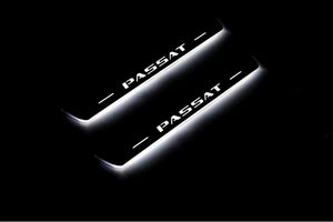 Illuminated LED Door Sill Tread Plates Volkswagen Passat B7 USA 2011-2019 With Passat Logo (type 1) Volkswagen Led Door Sills opdesign