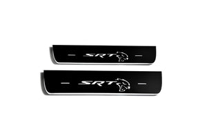 Illuminated LED Door Sill Tread Plates Chrysler 300C II 2011-2023 With SRT HELLCAT Logo Chrysler Led Door Sills decoinfabric