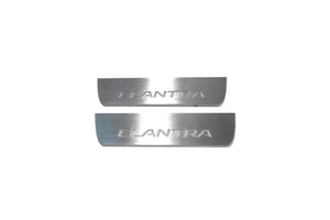 Illuminated LED Door Sill Tread Plates Hyundai Elantra V (MD) 2011-2016 With Elantra Logo Hyundai Led Door Sills opdesign