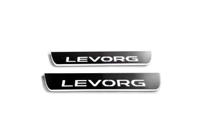 Illuminated LED Door Sill Tread Plates Subaru Levorg I 2014-2020 With Levorg Logo Subaru Led Door Sills opdesign