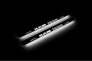 Illuminated LED Door Sill Tread Plates Dodge Ram IV 2009-2018 With RAM 1500 Logo Dodge Led Door Sills opdesign