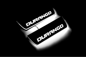 Illuminated LED Door Sill Tread Plates Dodge Durango III 2011+ With Durango Logo Dodge Led Door Sills opdesign
