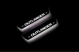 Illuminated LED Door Sill Tread Plates Mitsubishi Outlander II 2007-2012 With Outlander Logo Mitsubishi Led Door Sills opdesign