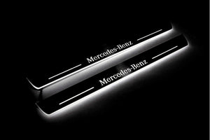 Mercedes CLA-Class II W118 2019+ LED Door Sills Illuminated Scuff Mercedes-Benz Logo Stainless Steel Entry Guards Door Sills
