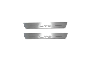 Illuminated LED Door Sill Tread Plates Mazda II 2016+ With CX-9 Logo Mazda Led Door Sills opdesign