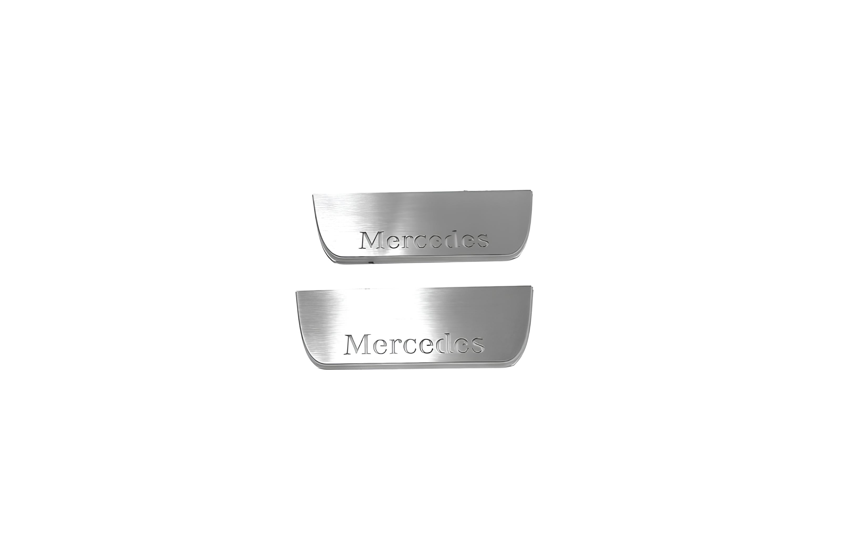 Illuminated LED Door Sill Tread Plates Mercedes ML W164 2005-2011 With Mercedes-Benz Logo Mercedes Led Door Sills opdesign