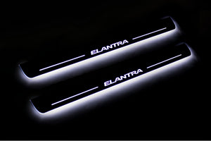 Illuminated LED Door Sill Tread Plates Hyundai Elantra V (MD) 2011-2016 With Elantra Logo Hyundai Led Door Sills opdesign
