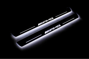 Illuminated LED Door Sill Tread Plates Mercedes ML W166 2011-2015 With AMG Logo Mercedes Led Door Sills opdesign