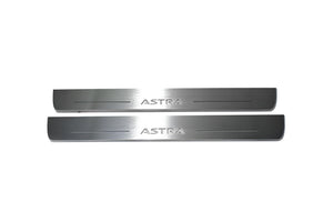 Illuminated LED Door Sill Tread Plates Opel Astra J 2009-2015 With Astra Logo Opel Led Door Sills opdesign