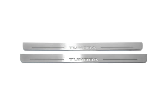 Toyota Tundra XK70 2021–Present — Stainless LED Door Sills — Tundra Logo