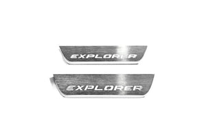Illuminated LED Door Sill Tread Plates Ford Explorer V 2011-2019 With Explorer Logo Ford Led Door Sills opdesign