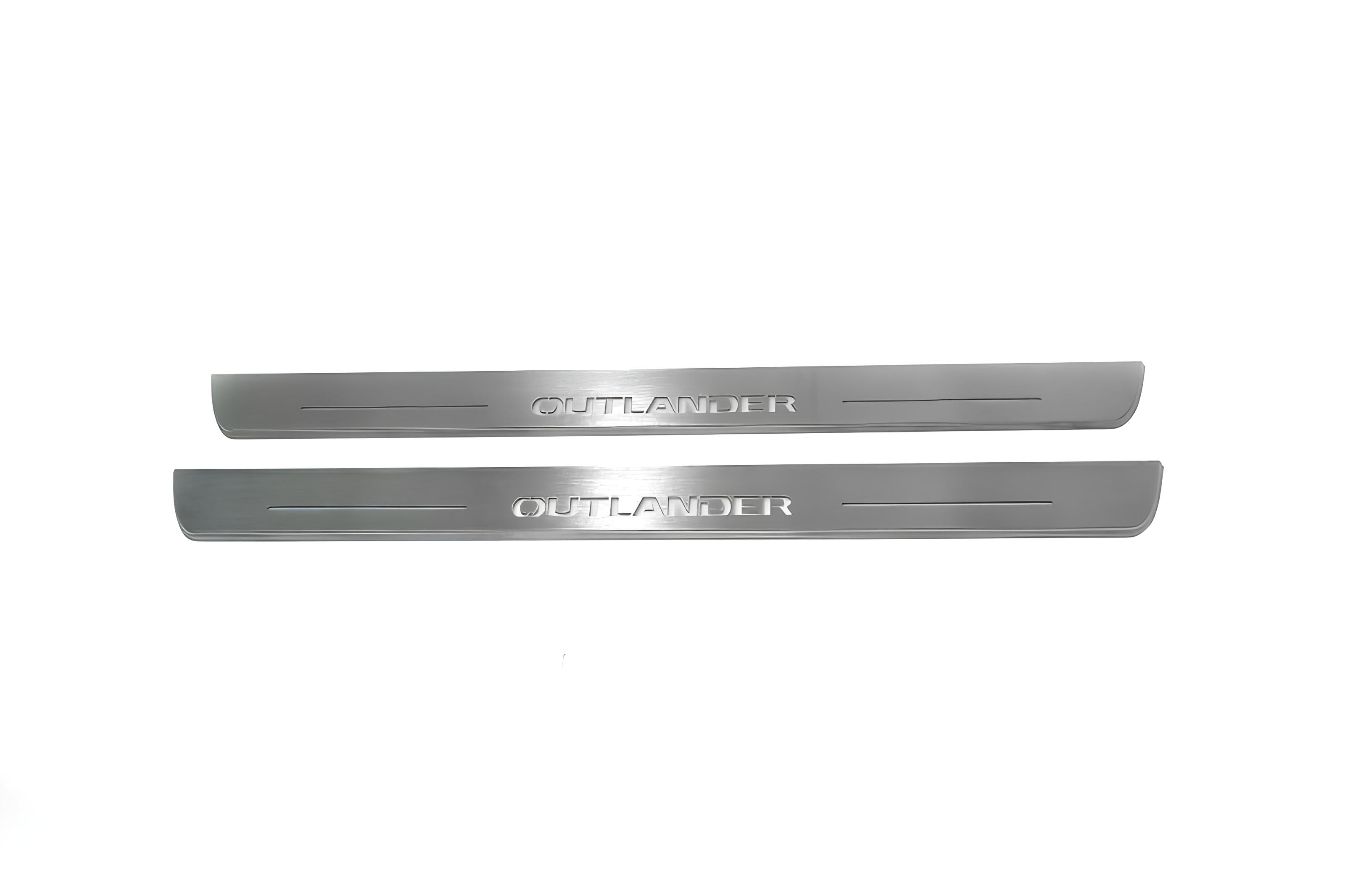 Illuminated LED Door Sill Tread Plates Mitsubishi Outlander III 2012-2021 With Outlander Logo Mitsubishi Led Door Sills opdesign