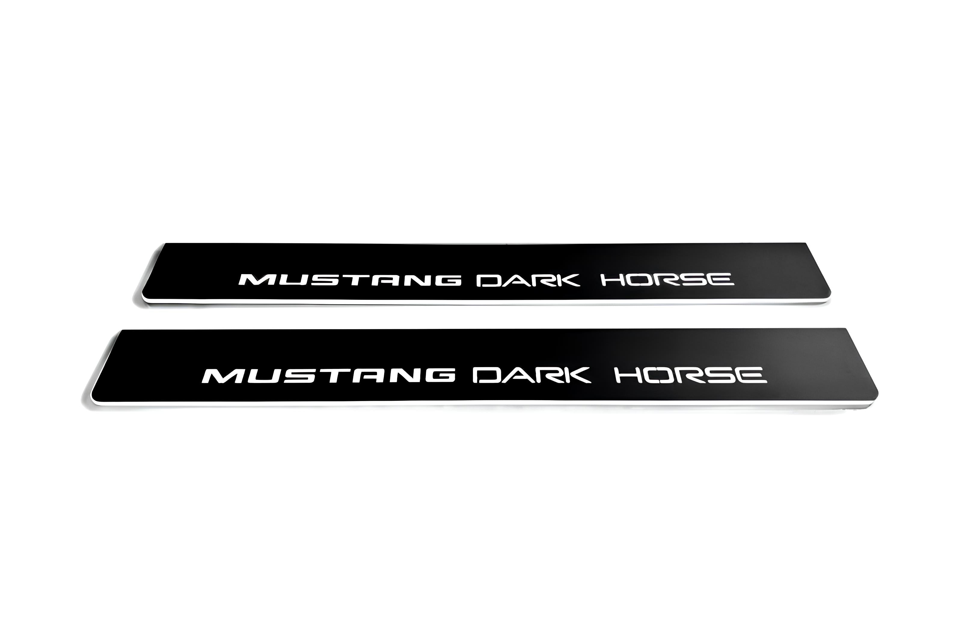 Illuminated LED Door Sill Tread Plates Ford Mustang VII 2023+ With Mustang Dark Horse Logo Ford Led Door Sills opdesign