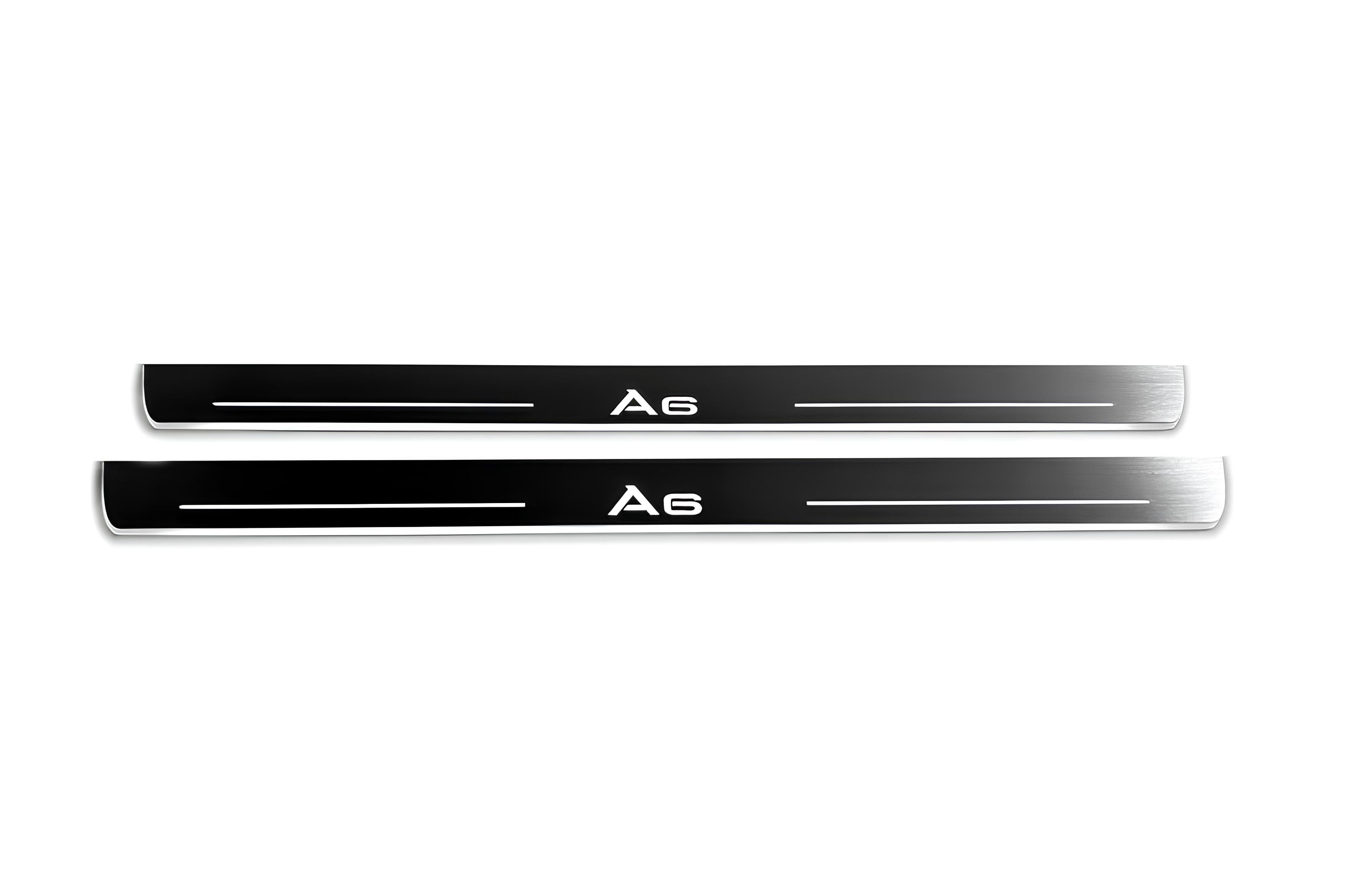Illuminated LED Door Sill Tread Plates Audi A6 C7 2011-2018 With A6 Logo Audi Led Door Sills decoinfabric