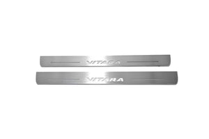 Illuminated LED Door Sill Tread Plates Suzuki Vitara 2015+ With Vitara Logo Suzuki Led Door Sills opdesign