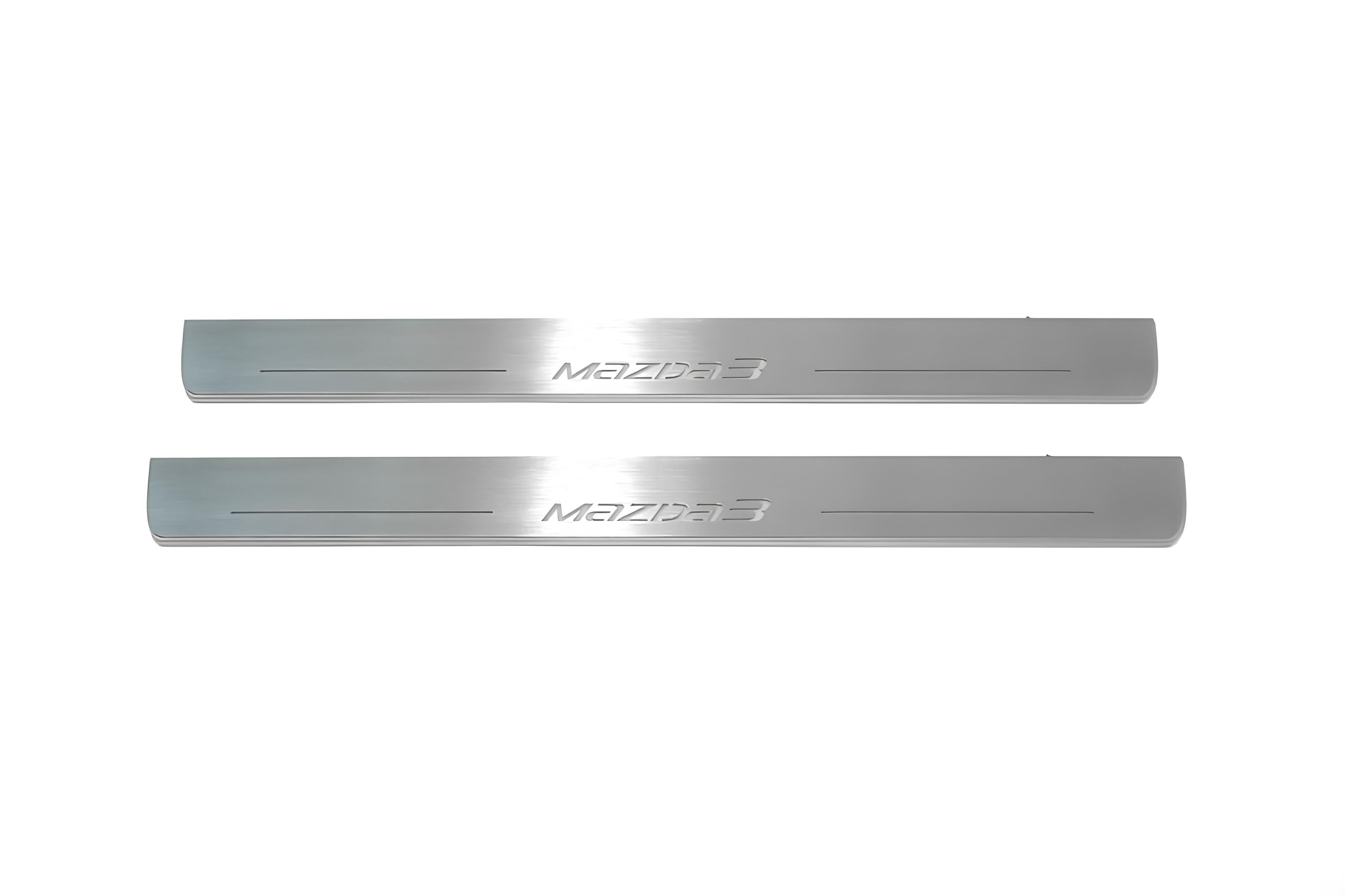 Illuminated LED Door Sill Tread Plates Mazda 3 III 2013-2019 With Mazda 3 Logo Mazda Led Door Sills opdesign