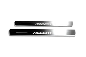 Illuminated LED Door Sill Tread Plates Hyundai Accent 2006-2011 With Accent Logo Hyundai Led Door Sills opdesign
