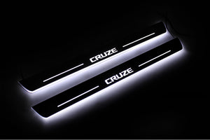 Illuminated LED Door Sill Tread Plates Chevrolet Cruze I 2008-2016 With Cruze Logo Chevrolet Led Door Sills opdesign