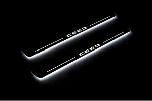 Illuminated LED Door Sill Tread Plates KIA Ceed III 2018+ With Ceed Logo KIA Led Door Sills opdesign