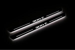 Illuminated LED Door Sill Tread Plates Chrysler 300C I 2005-2010 With 300C Logo Chrysler Led Door Sills opdesign