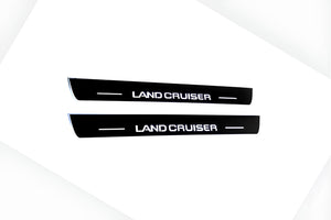 Illuminated LED Door Sill Tread Plates Toyota Prado 250 2023+ With Land Cruiser Logo Toyota Led Door Sills opdesign